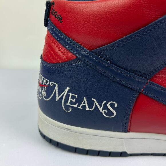 Nike x Supreme Dunk SB High "By Any Means" Red/Navy size 10.5 Style DN3741-600 - Picture 15 of 16